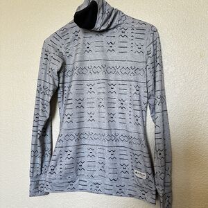 BURTON Womens DryRide Base Layer Long Neck Shirt Outdoor Grey Black Size Small